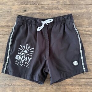 Binky Bro Boys Black Locals Only Envy Surf Co Swim Trunks Board Shorts Size 8-9Y